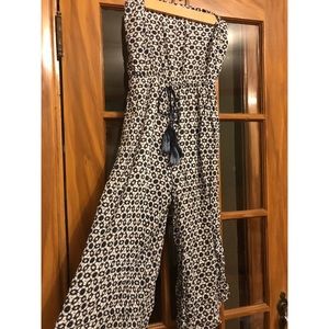 Blue and white boho jumpsuit